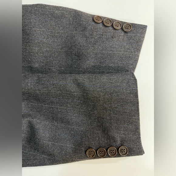 Yves Saint Laurent Vintage Wool Striped Blazer Jacket Brown Gray Size 44R - Picture 11 of 14